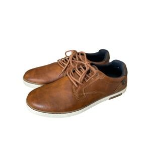Crown Vintage Edsul Mens Cognac Brown Faux Leather Lace Up Sneakers 8M CR-EDSUL